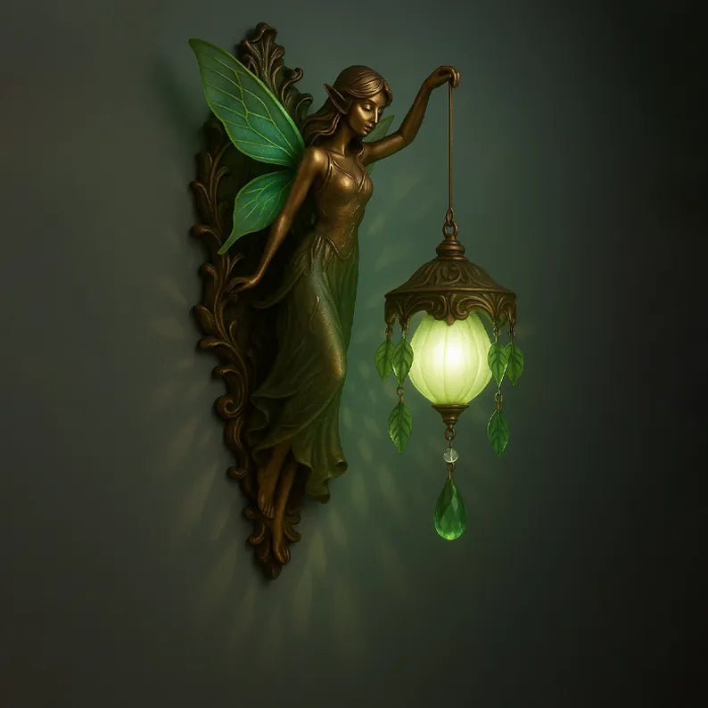 Handgefertigte Wandleuchte mit sanftem LED-Licht – Besondere kabellose Wandlampe mit spirituellem Motiv