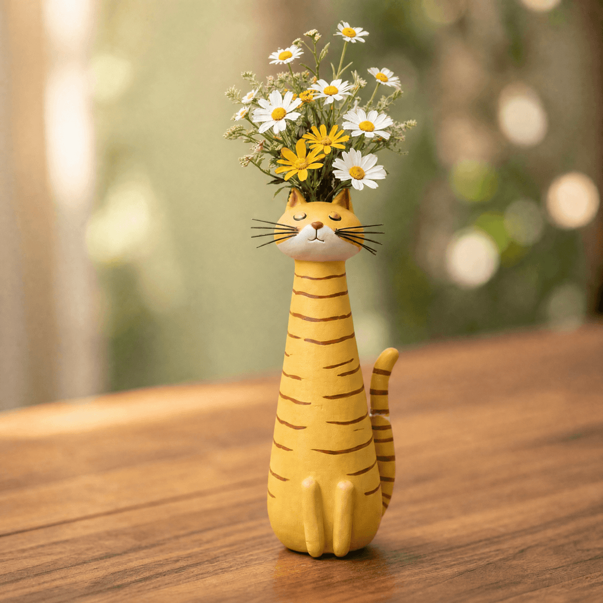 Handgefertigte Katzen-Blumenvase aus Keramik