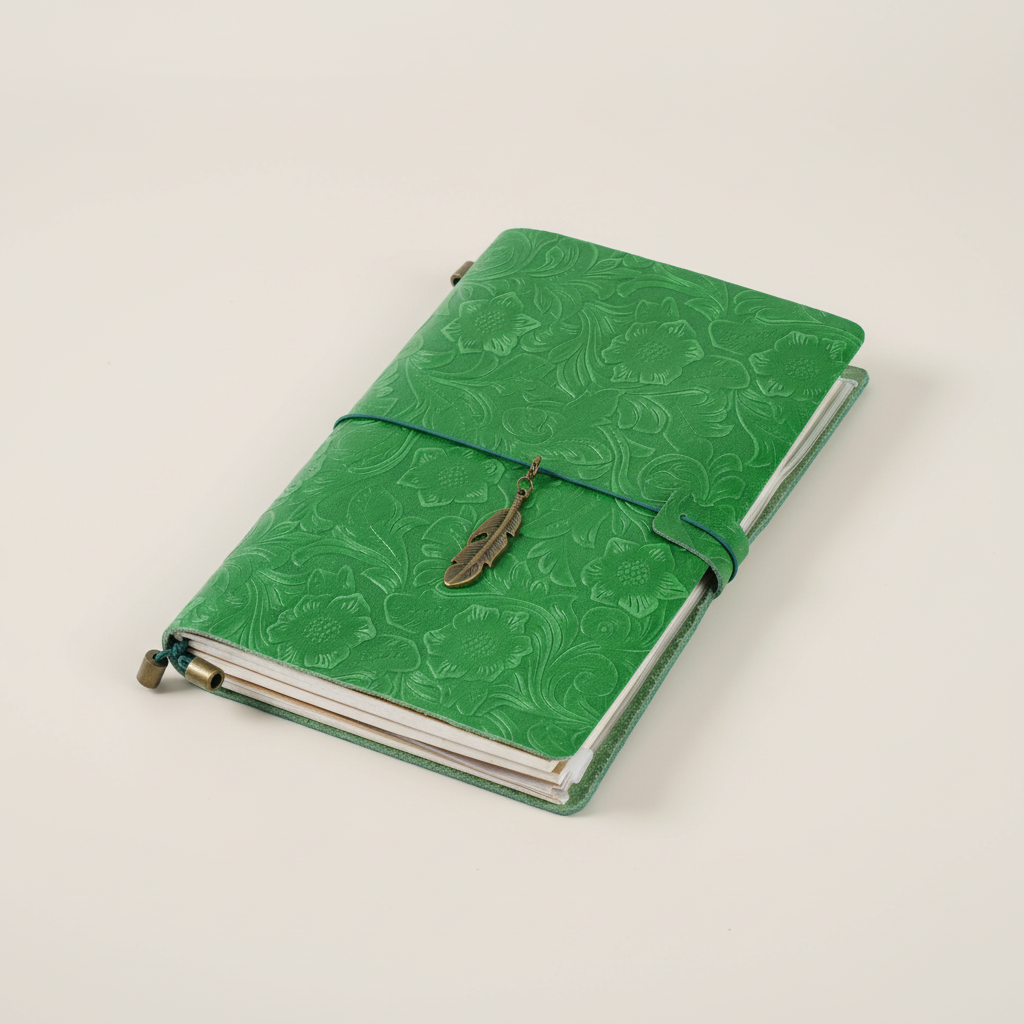 Handgefertigtes geprägtes Reisetagebuch