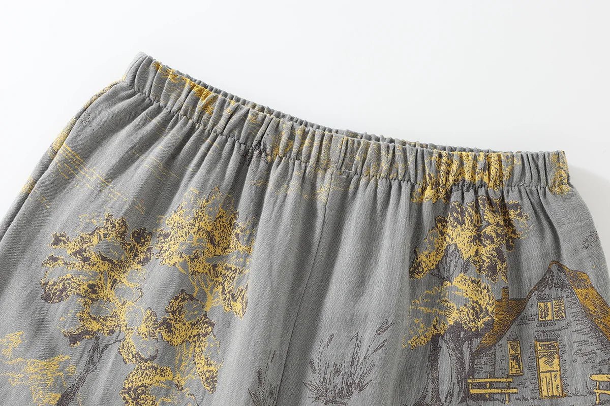 Kimono-Pyjama-Set aus Baumwolle im künstlerischen Aquarelldesign für entspannten Komfort zu Hause