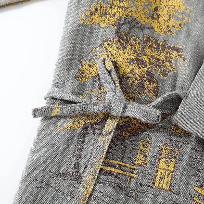 Kimono-Pyjama-Set aus Baumwolle im künstlerischen Aquarelldesign für entspannten Komfort zu Hause