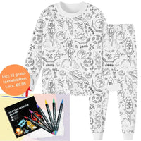 Ausmalbarer Pyjama - Kreativer Kinderpyjama zum Selberausmalen