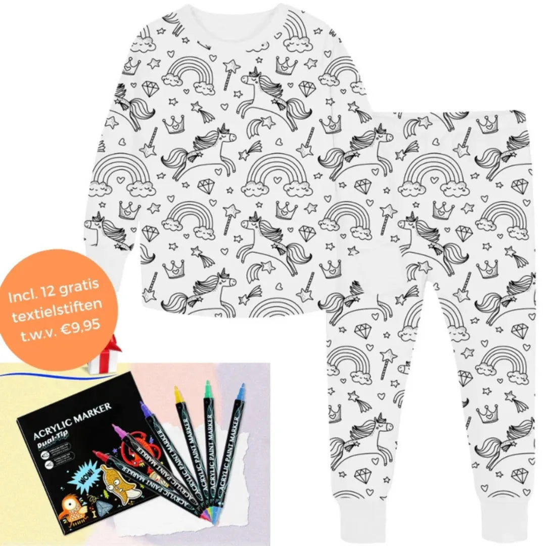 Ausmalbarer Pyjama - Kreativer Kinderpyjama zum Selberausmalen