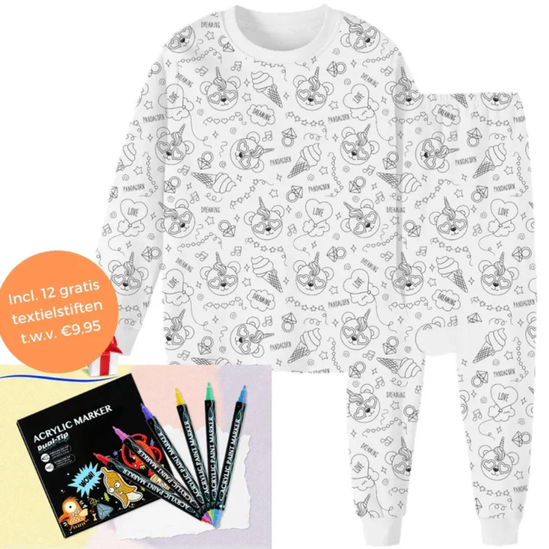 Ausmalbarer Pyjama - Kreativer Kinderpyjama zum Selberausmalen
