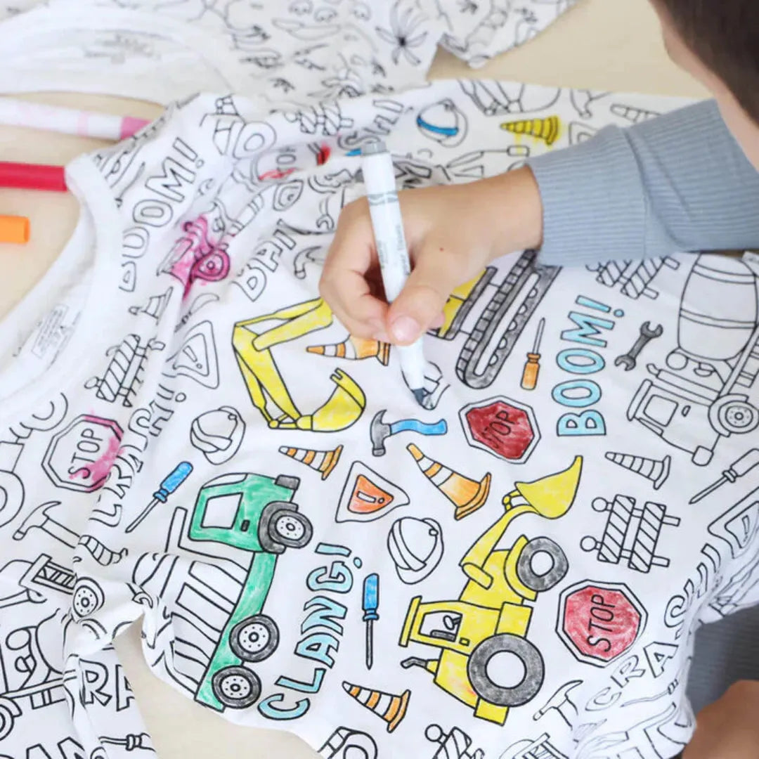 Ausmalbarer Pyjama - Kreativer Kinderpyjama zum Selberausmalen
