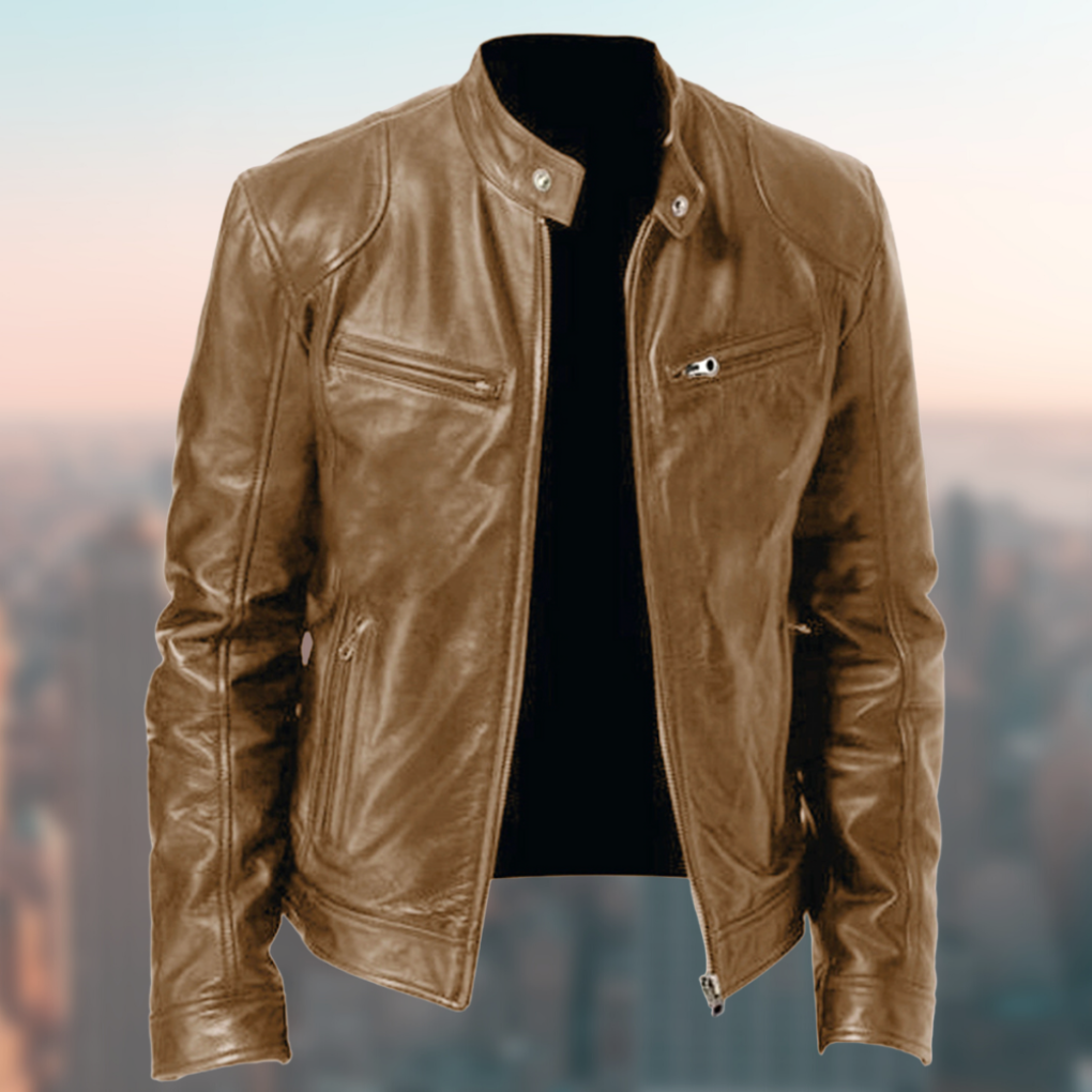 Klassische Cafe-Racer-Kunstlederjacke für Herren