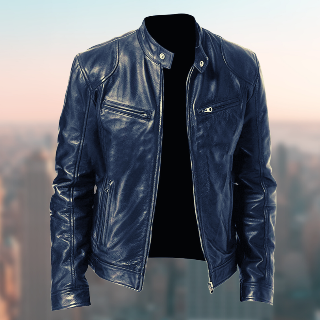 Klassische Cafe-Racer-Kunstlederjacke für Herren
