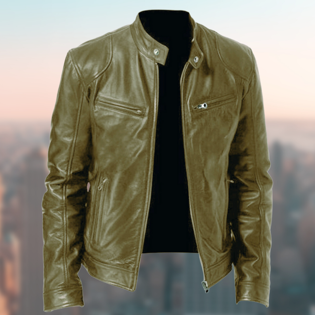 Klassische Cafe-Racer-Kunstlederjacke für Herren