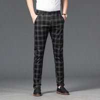Karierte Slim Fit Herren-Chinohose