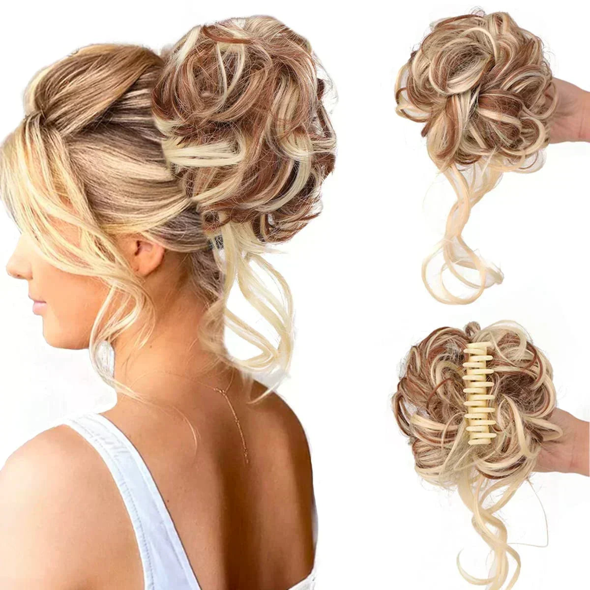 Messy Bun Haarklammer mit Locken - Sofortiger Volumeneffekt