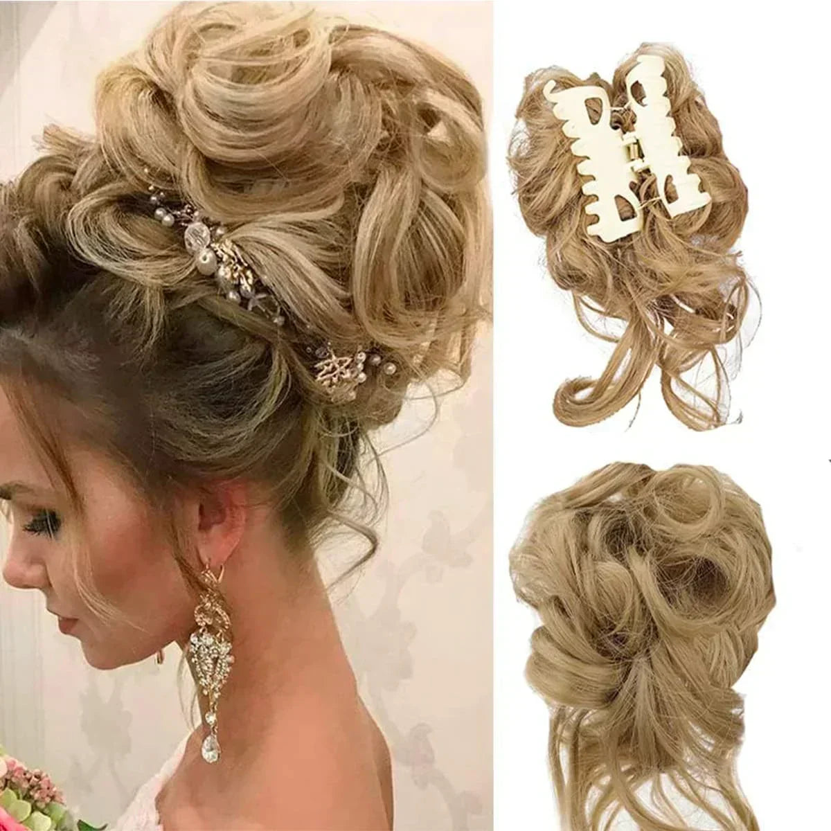 Messy Bun Haarklammer mit Locken - Sofortiger Volumeneffekt
