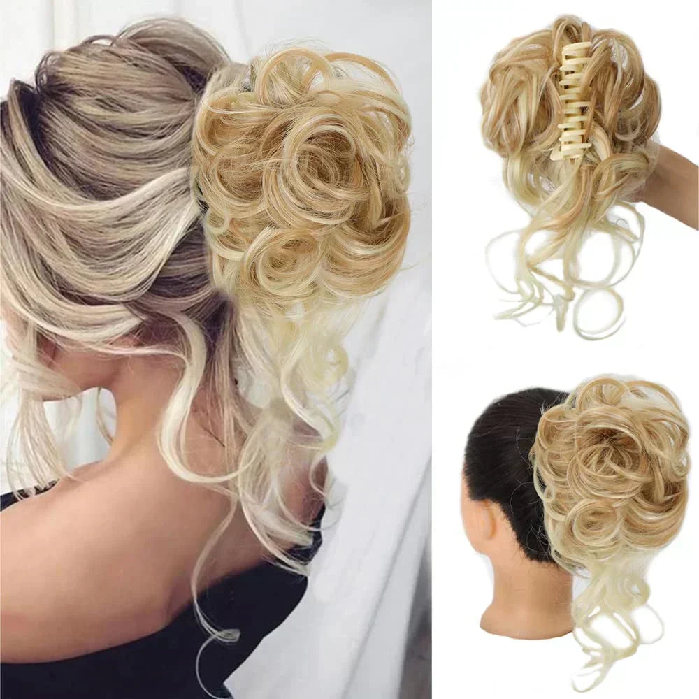 Messy Bun Haarklammer mit Locken - Sofortiger Volumeneffekt