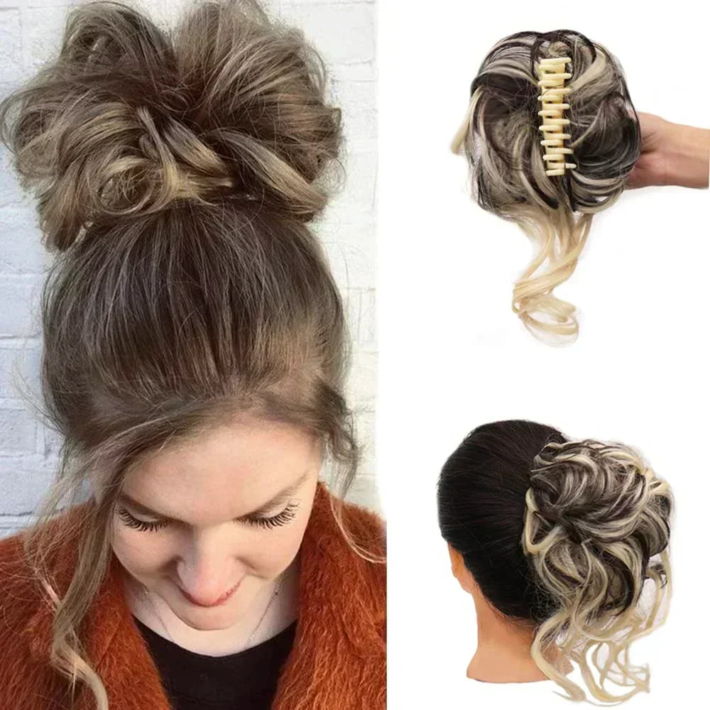 Messy Bun Haarklammer mit Locken - Sofortiger Volumeneffekt