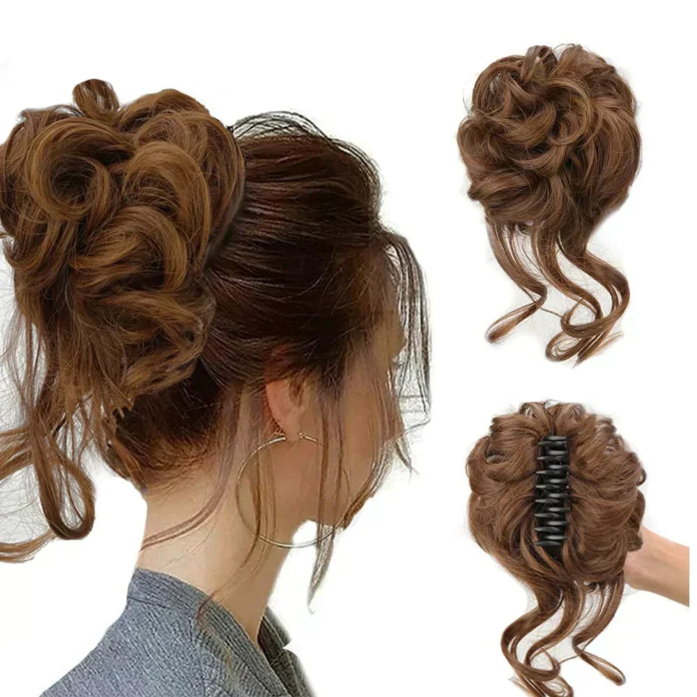 Messy Bun Haarklammer mit Locken - Sofortiger Volumeneffekt