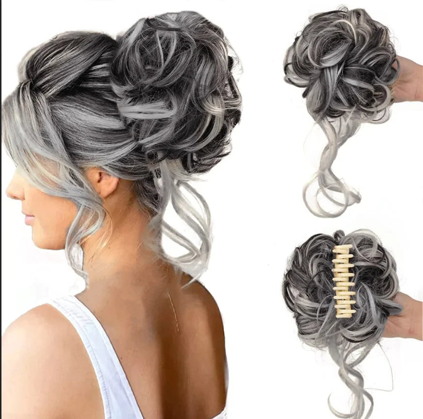 Messy Bun Haarklammer mit Locken - Sofortiger Volumeneffekt