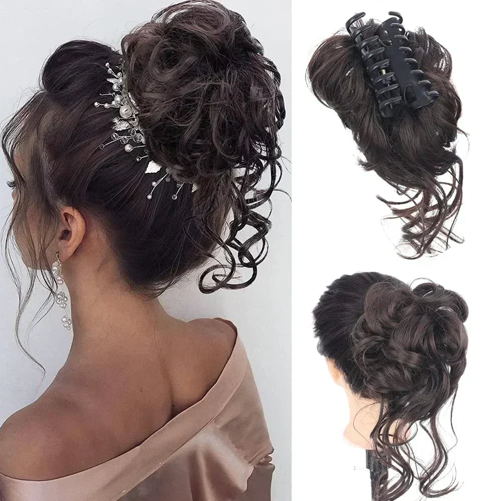 Messy Bun Haarklammer mit Locken - Sofortiger Volumeneffekt