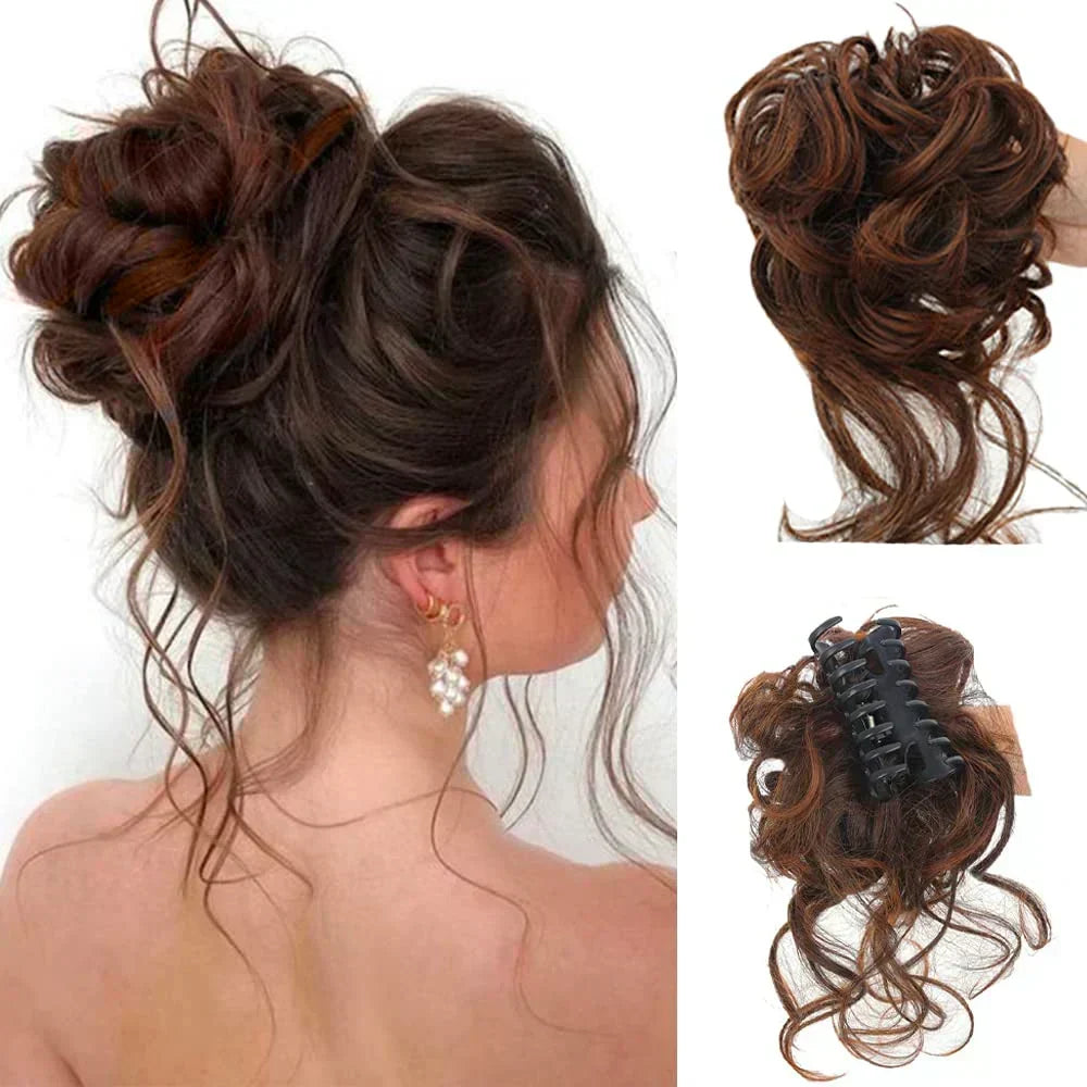 Messy Bun Haarklammer mit Locken - Sofortiger Volumeneffekt