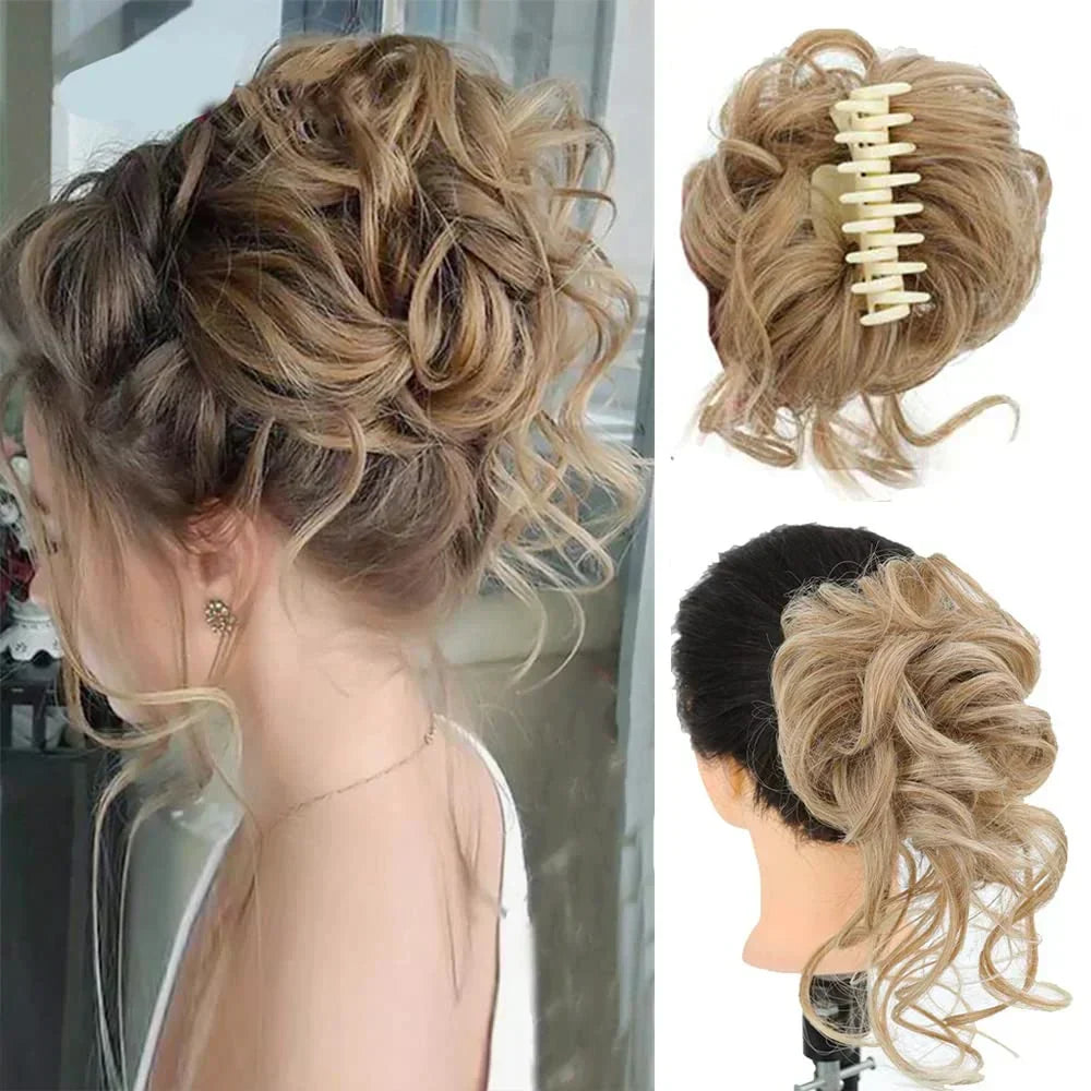 Messy Bun Haarklammer mit Locken - Sofortiger Volumeneffekt