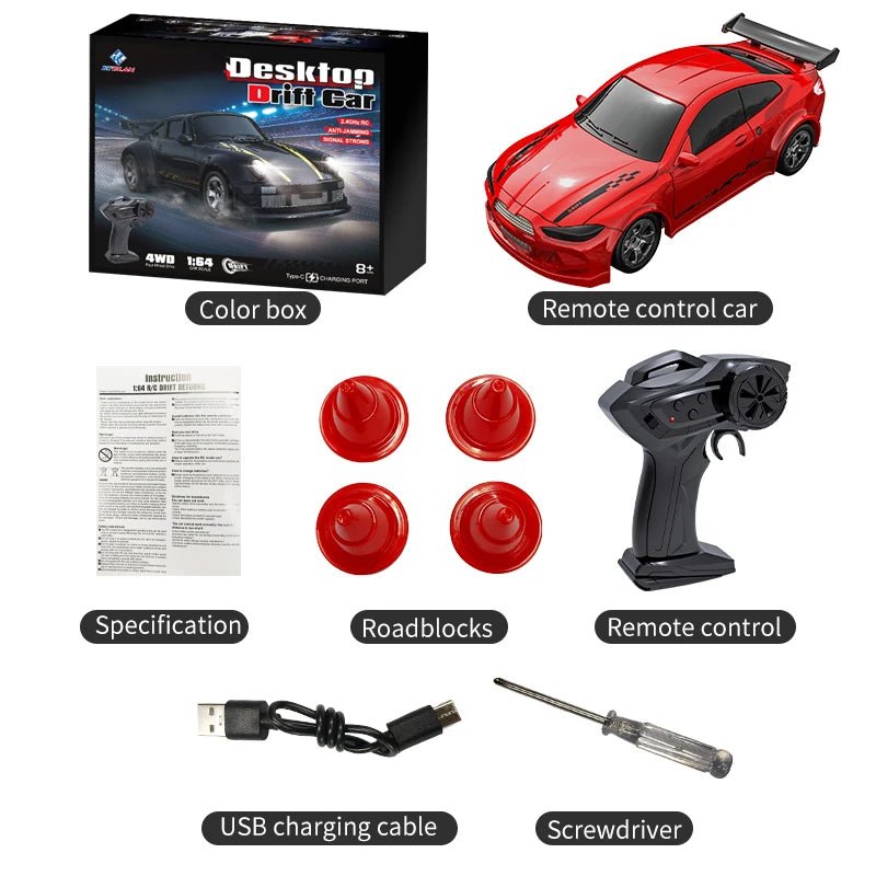 Kompaktes ferngesteuertes Drift-Auto im Massstab 1:64 für reibungsloses Gleiten