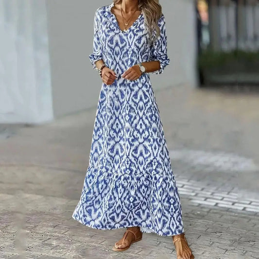 Leichtes Boho lockeres Damen-Maxikleid im langen Sommerstil