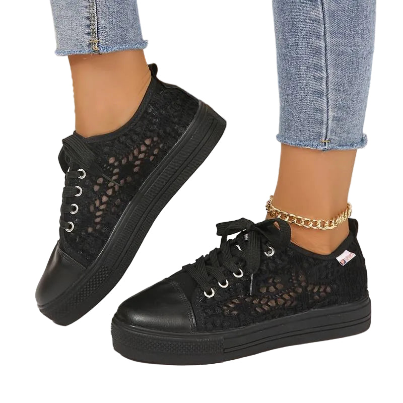 Leichte Damen-Sneakers mit Spitzendetails