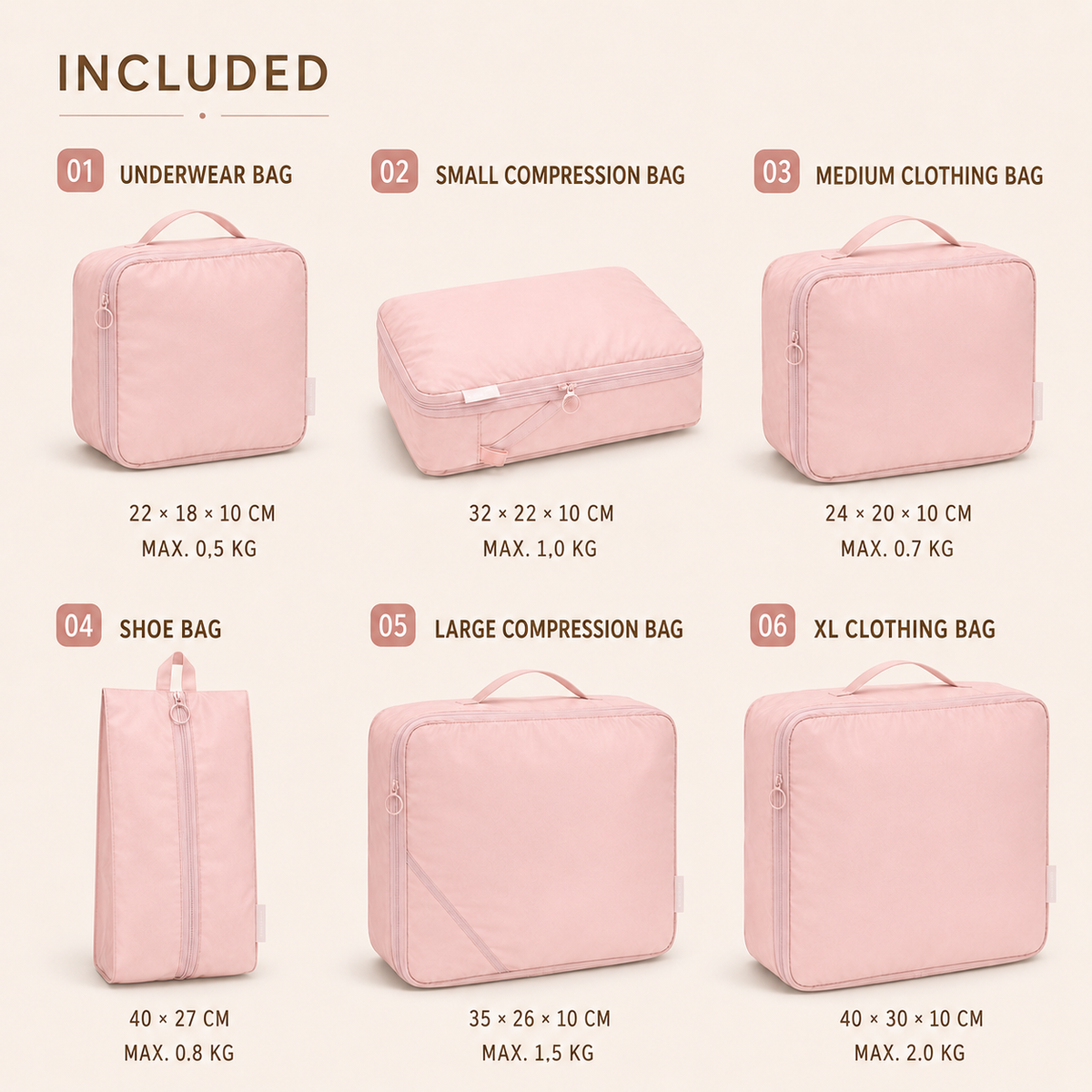 Leichte Packwürfel aus Polyester