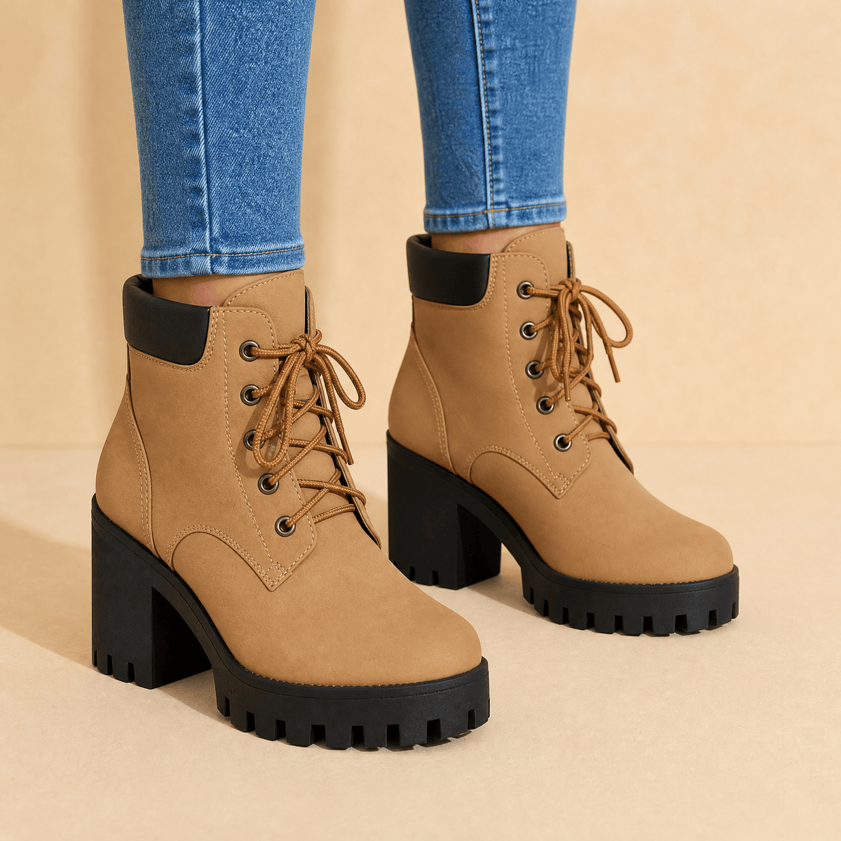Leichte Plateau-Boots mit dicker Sohle