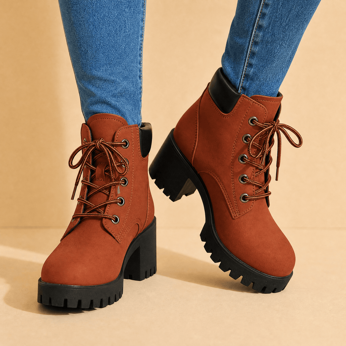 Leichte Plateau-Boots mit dicker Sohle