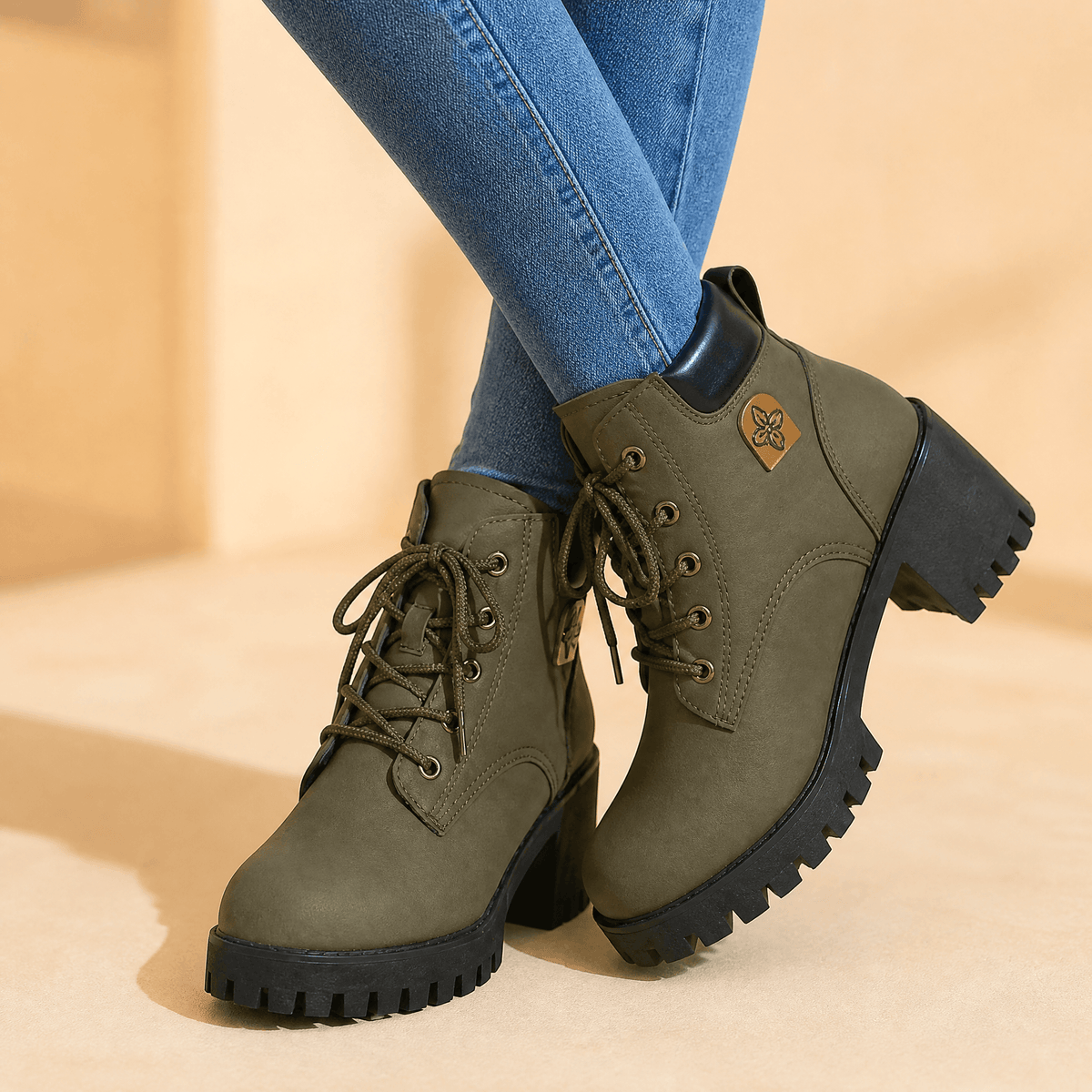 Leichte Plateau-Boots mit dicker Sohle