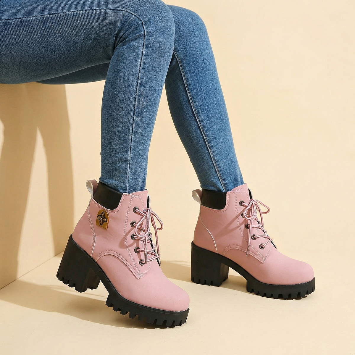 Leichte Plateau-Boots mit dicker Sohle
