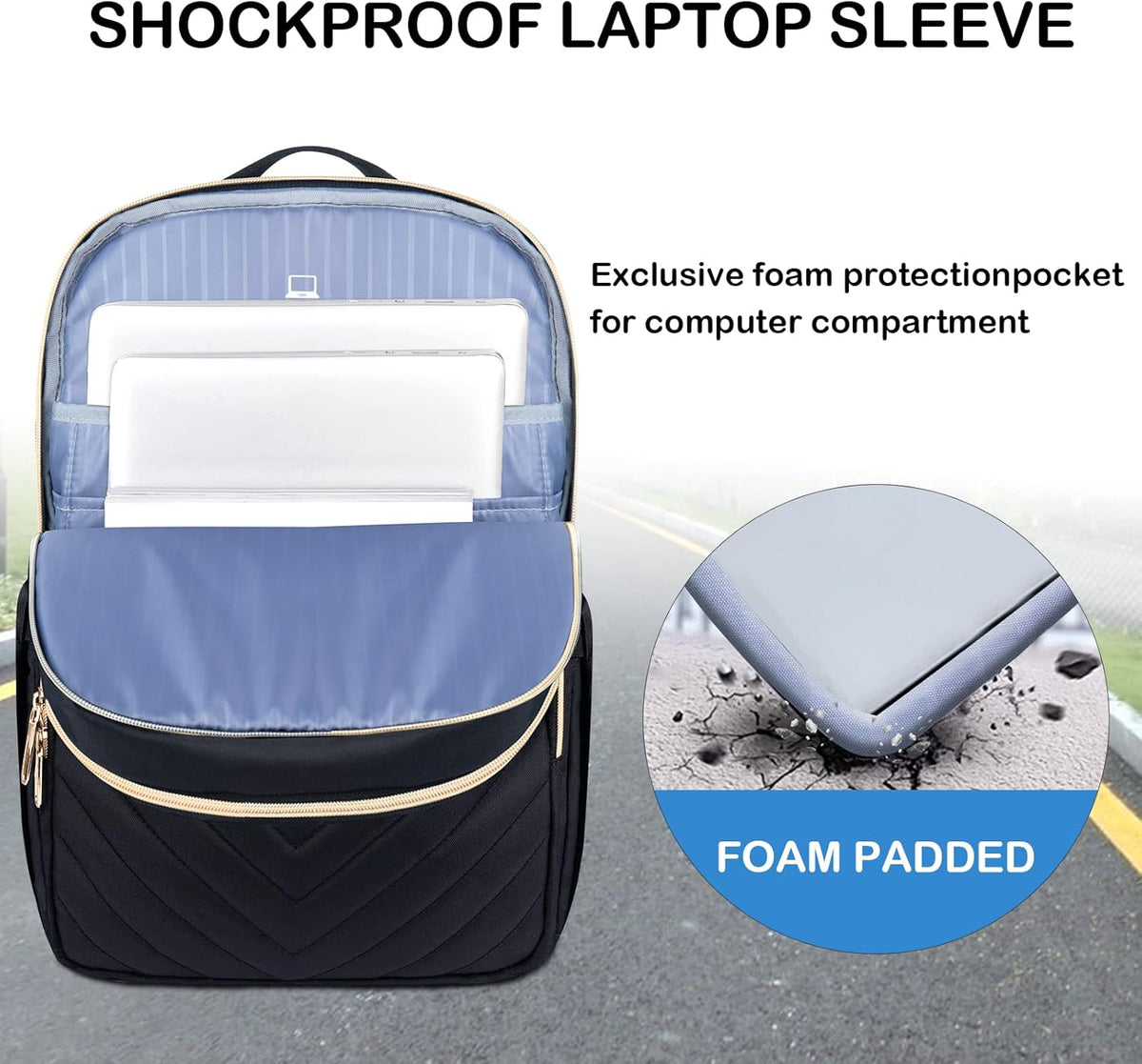 Leichter, wasserdichter Laptop-Rucksack mit USB-Anschluss – bis 15,6"