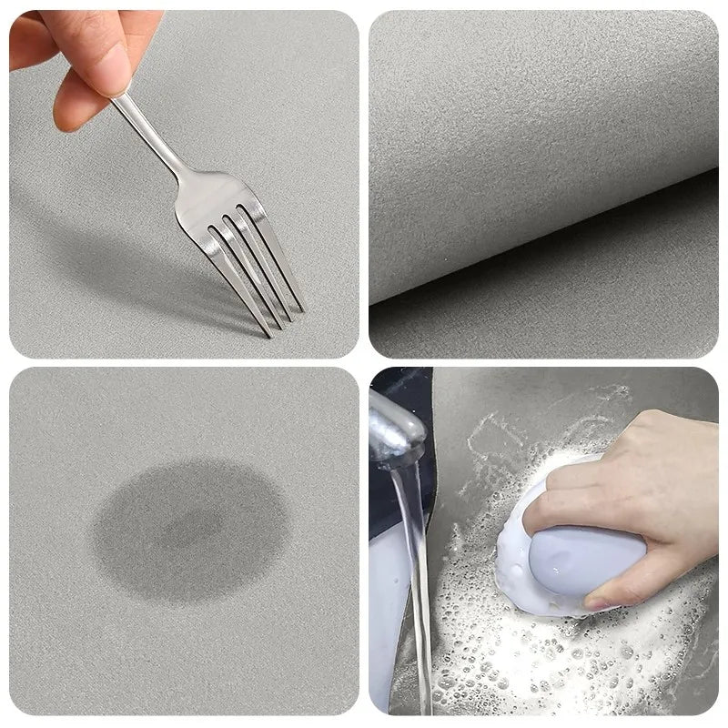 Küchen- und Badezimmerteppich – Diatomit und Samt-Effekt, super saugfähig und rutschfest, waschbar und langlebig