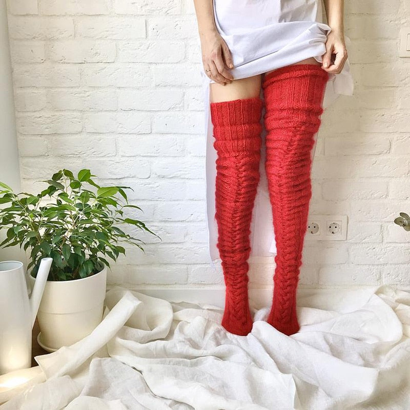 Gestrickte Overknee-Socken