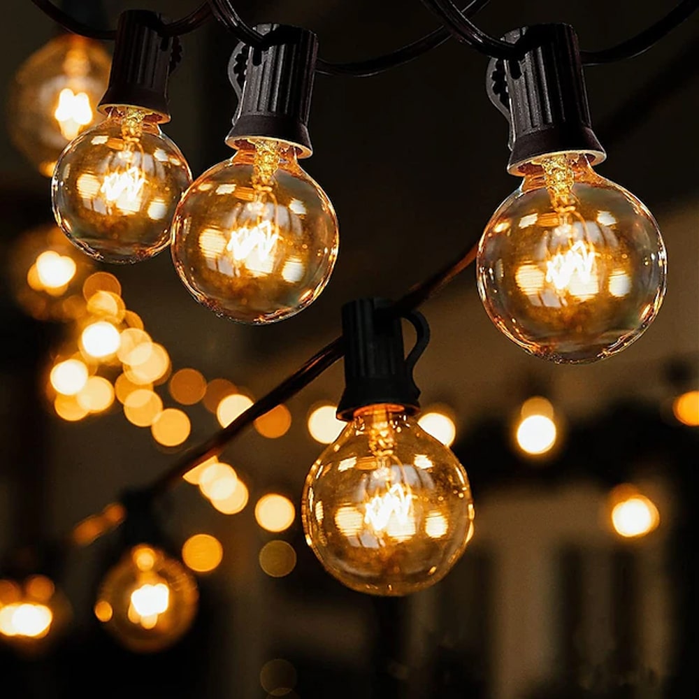 Aussen- und Innen-Lichterkette mit 25 Vintage-G40-Glühbirnen (ca. 7,5 Meter - erweiterbar)
