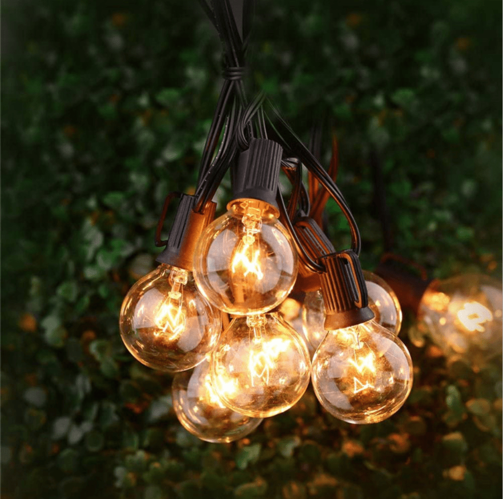 Aussen- und Innen-Lichterkette mit 25 Vintage-G40-Glühbirnen (ca. 7,5 Meter - erweiterbar)