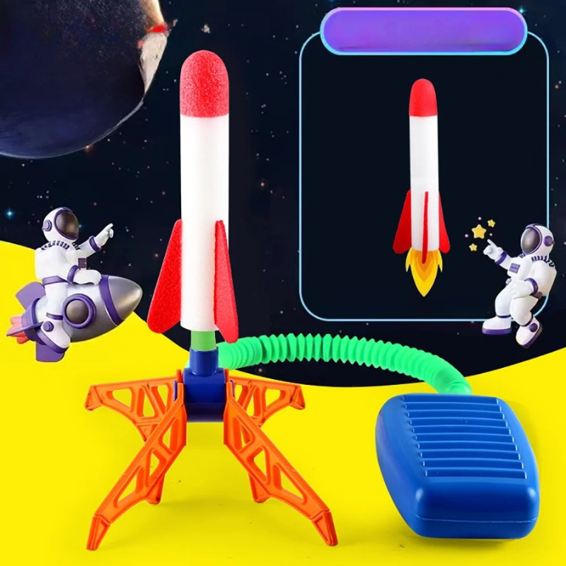 Fussbetriebenes Outdoor-Raketen- und Abschussrampen-Set für Kinder