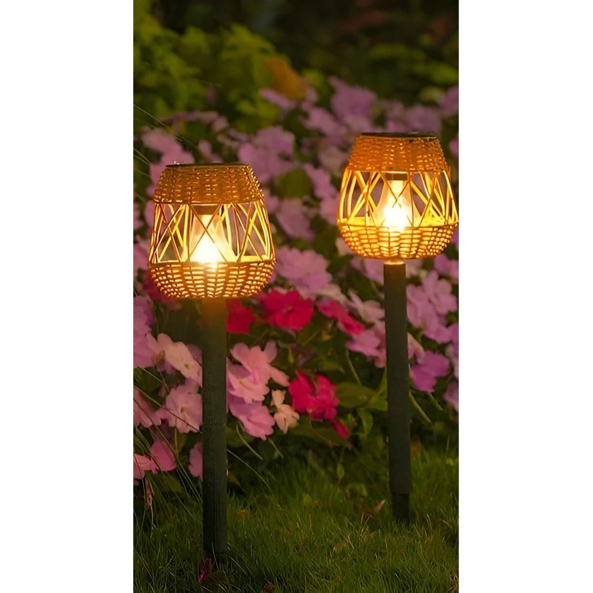 Outdoor-Rattan-Solargartenlampe mit automatischer Beleuchtung