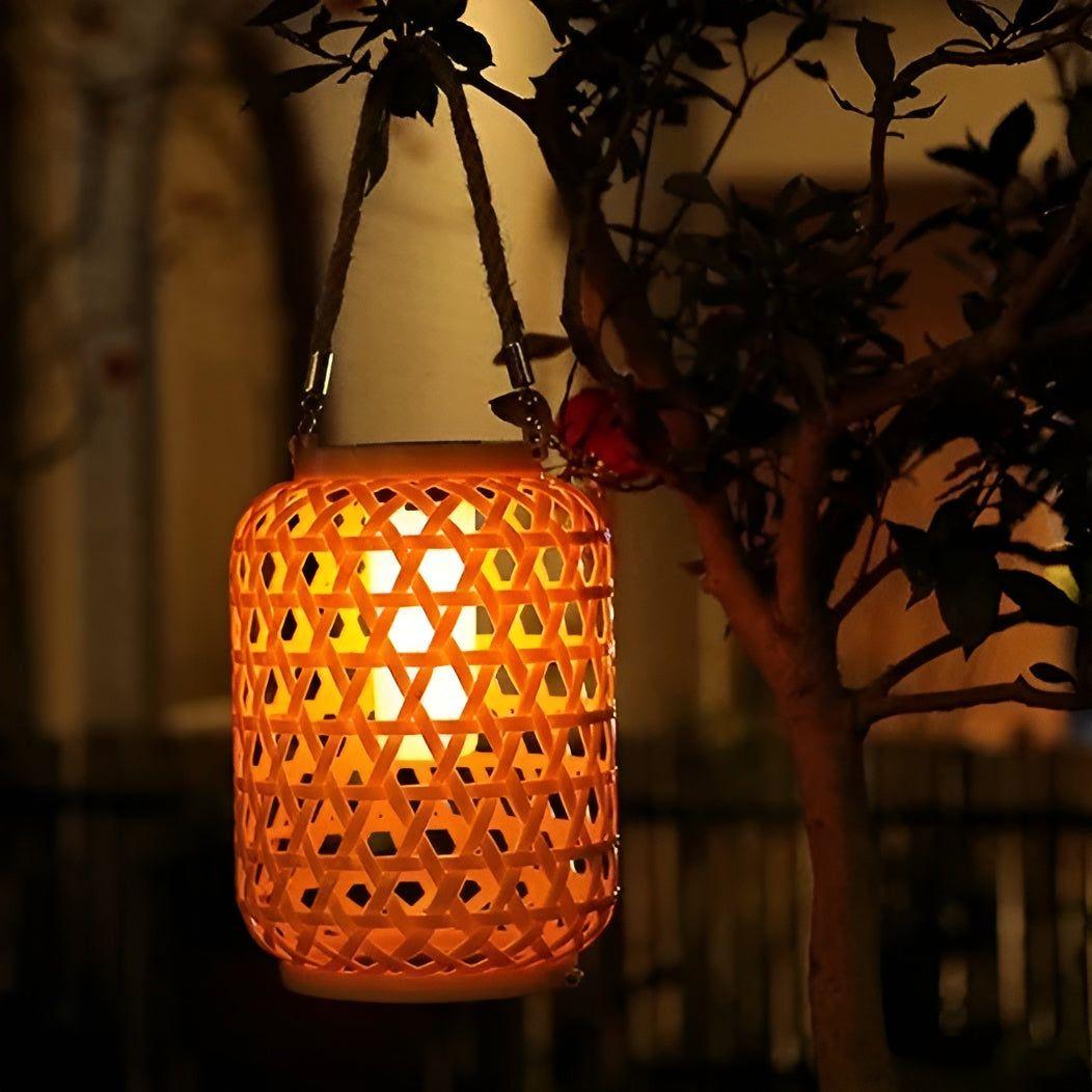 Outdoor-Rattan-Solargartenlampe mit automatischer Beleuchtung