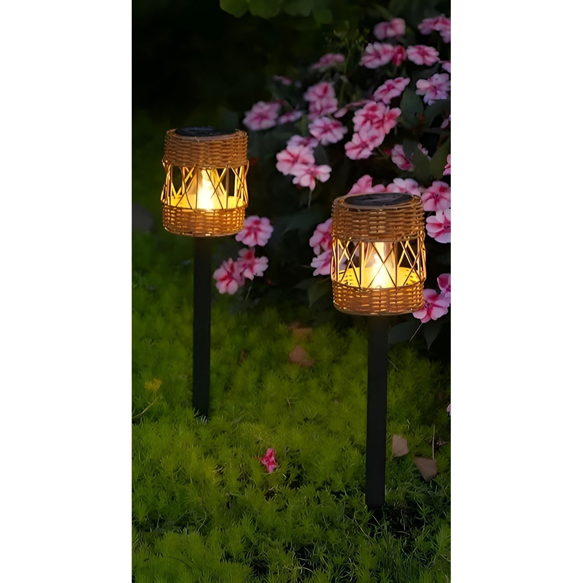 Outdoor-Rattan-Solargartenlampe mit automatischer Beleuchtung