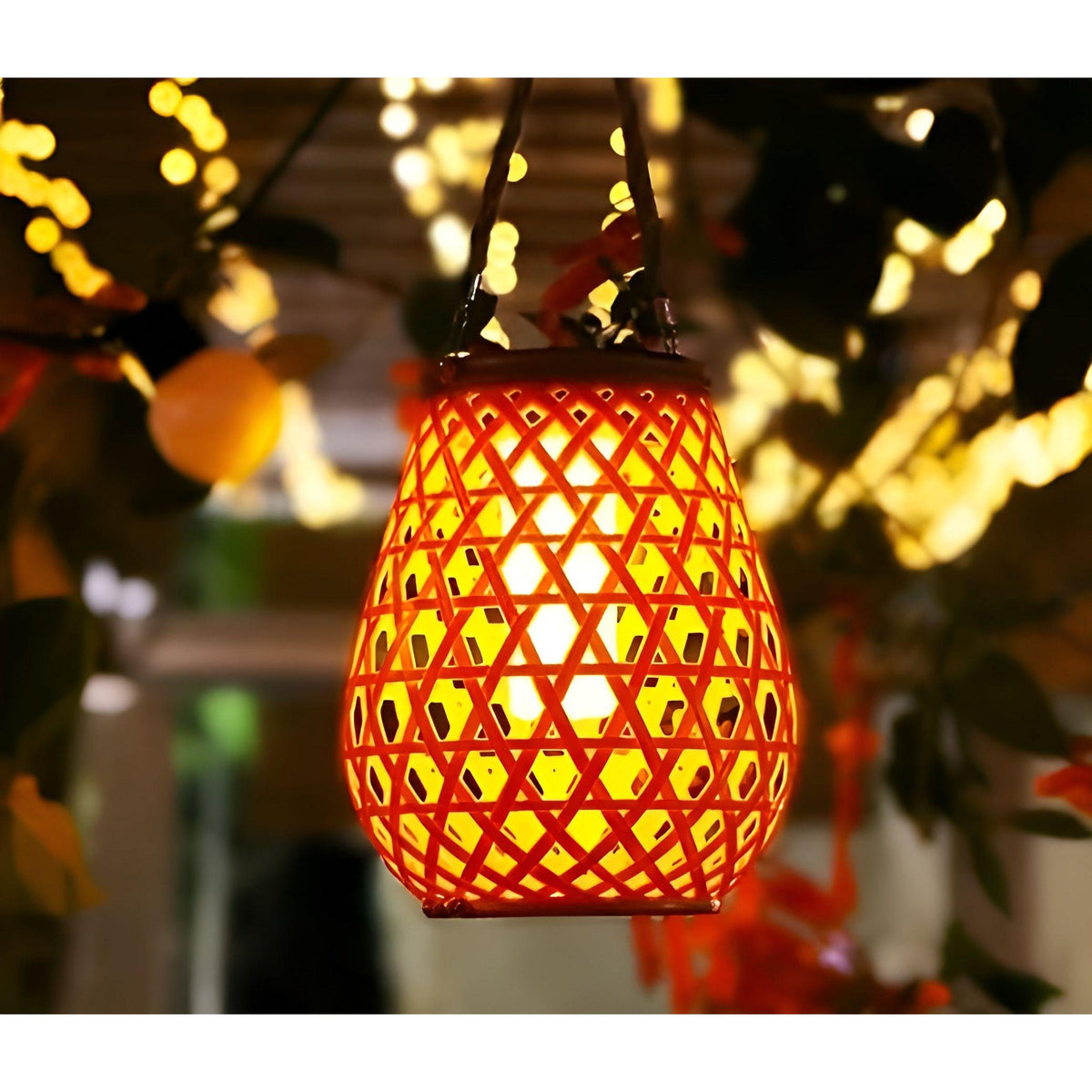 Outdoor-Rattan-Solargartenlampe mit automatischer Beleuchtung