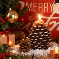 Flammenlose LED-Kerze in Tannenzapfenform – Warmweisse weihnachtliche Tisch-Nachtlampe
