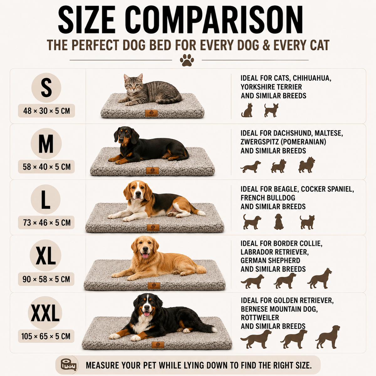 Flaches orthopädisches Schaumstoff-Hundebett