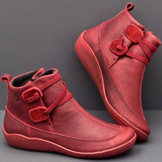 Damen-Stiefeletten mit flacher Sohle