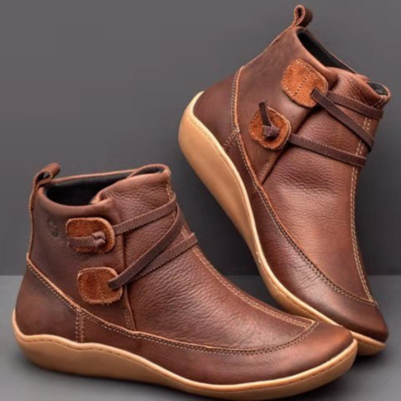 Damen-Stiefeletten mit flacher Sohle