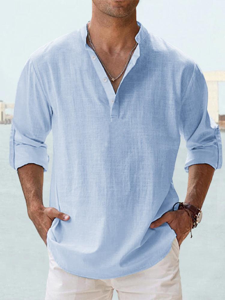 Lässiges Henley-Langarmhemd für Herren