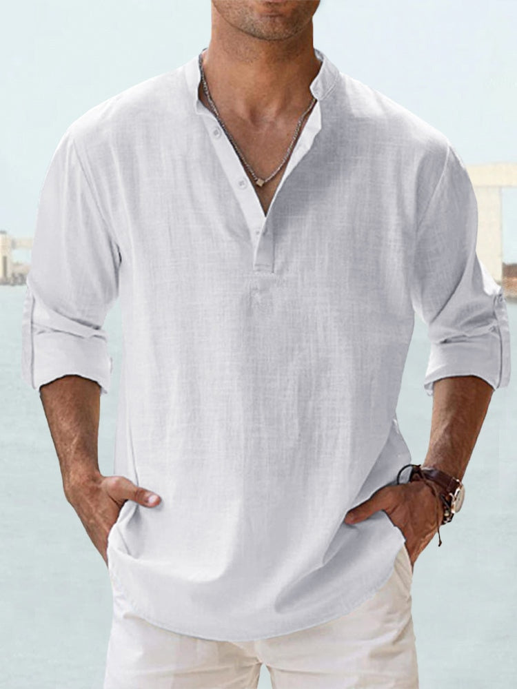 Lässiges Henley-Langarmhemd für Herren