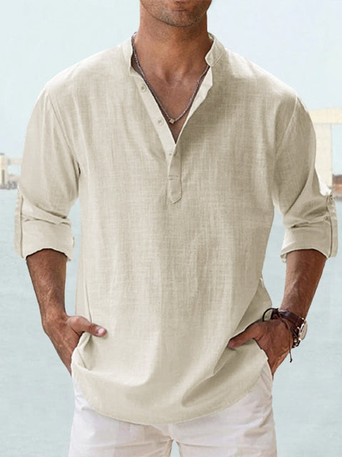 Lässiges Henley-Langarmhemd für Herren
