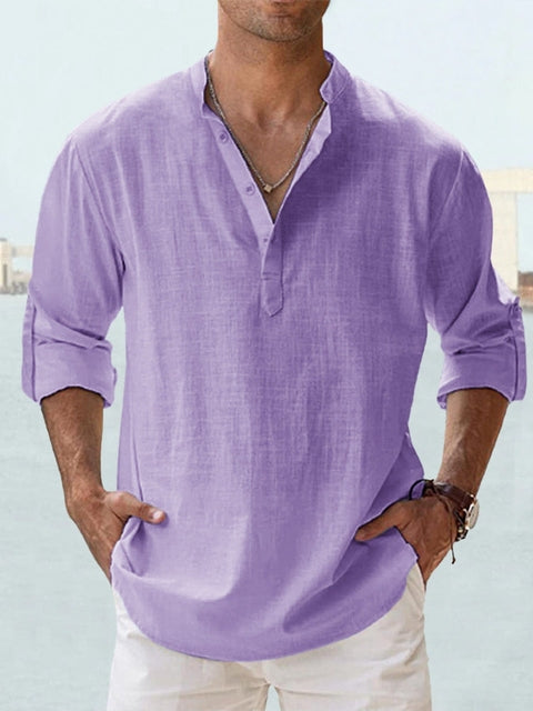Lässiges Henley-Langarmhemd für Herren
