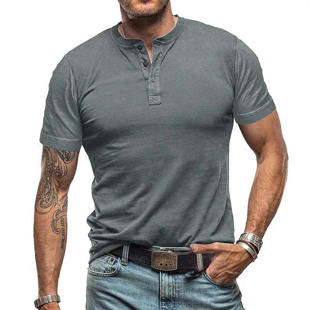 Lässiges Henley-T-Shirt mit Knopfleiste