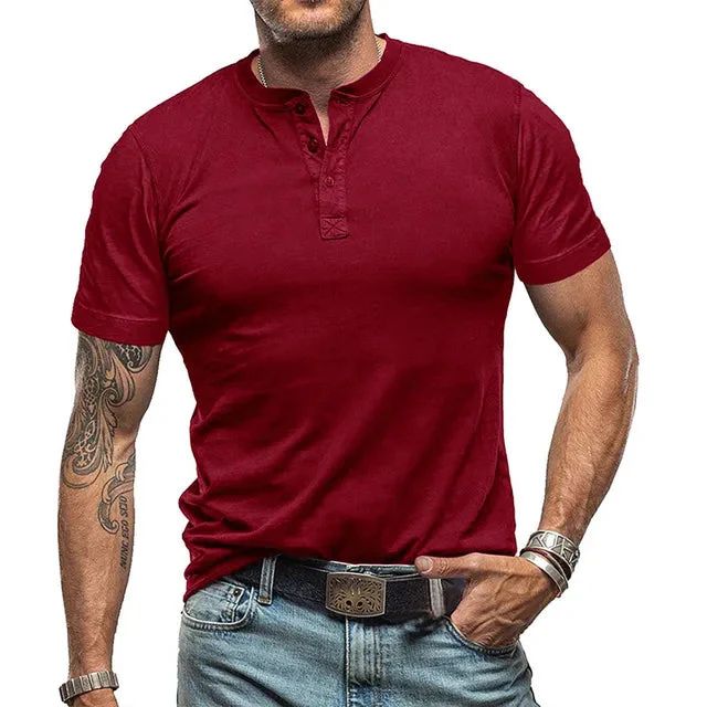 Lässiges Henley-T-Shirt mit Knopfleiste